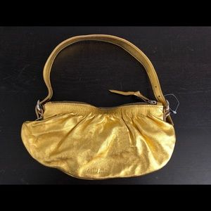 Miu Miu gold leather mini purse